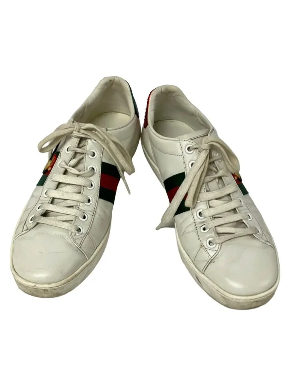 Gucci Sneakers 38 White Dark Green Red Leather